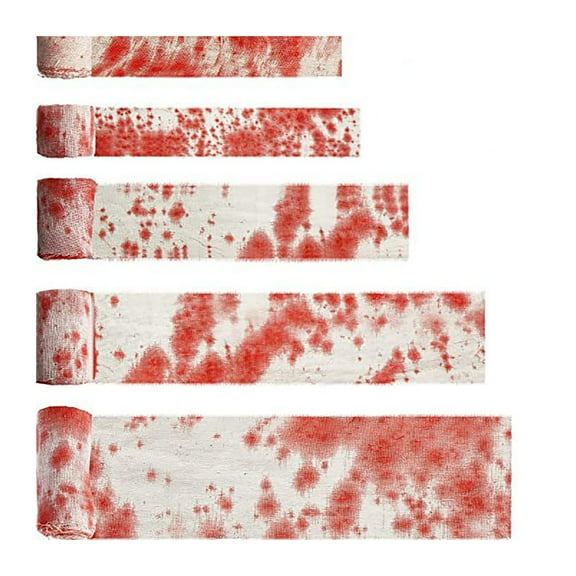 5 Rolls Halloween Gauze Bandage - 11 Yards Mummy Wrap & Scary Makeup Tape for Haunted House Decor, , Party Props & Photography