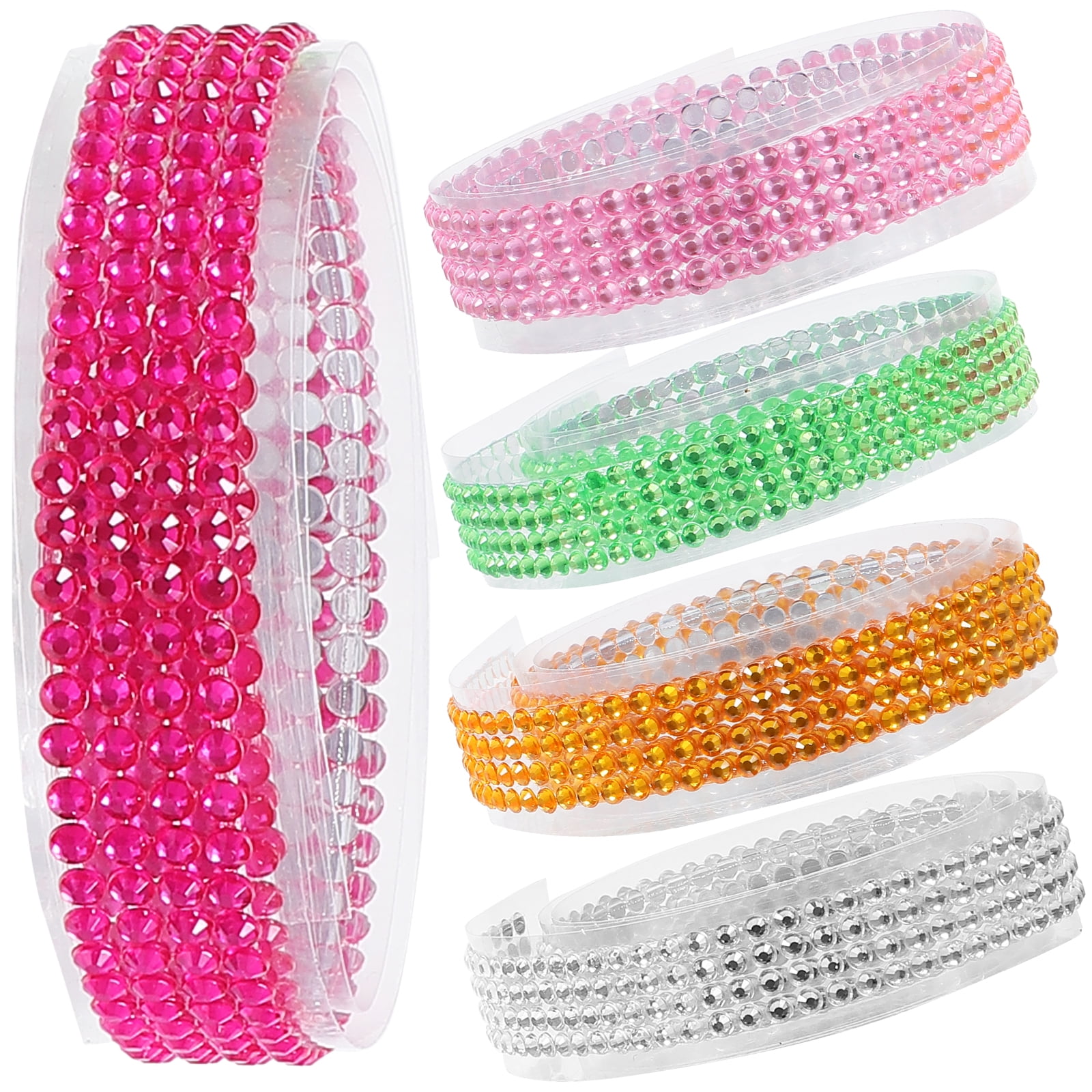 WRITWAA 5rolls Self Adhesive Sparkling Rhinestone Tapes Decorative Gemstone Tape For Diy Crafts Home Decor And Party