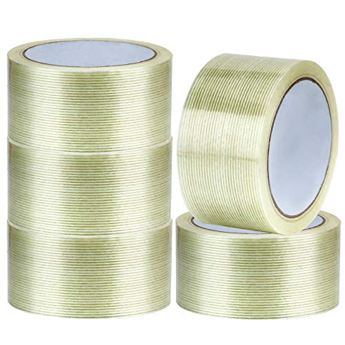 5 Rolls Heavy Duty Filament Strapping Tape, 2 Inches x 55 Yards x 5.9 ...