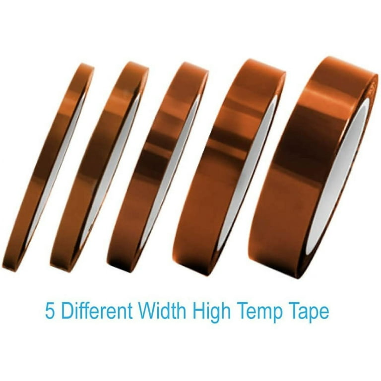 5 Rolls High Temp Tape Heat Resistant Tape Heat Transfer Tape Sublimation  Tape Polyimide Tape Heat Tape for Heat Press No Residue, Multi-Sized Value  Bundle 