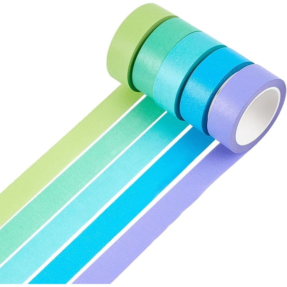 5 Rolls Masking Tape 11yds X 0.6in(55 Total Yards) Paper Colored Painters Multi-purpose Adhesive Textured Labeling Tape DIY Crafts