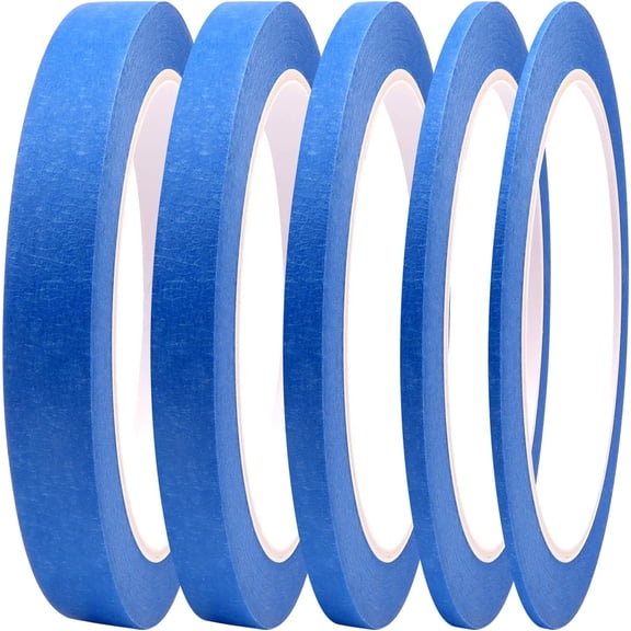 5 Rolls Pinstripe Tape - Masking 1/16", 1/8", 1/4", 1/2", 3/4" Thin Painters Automotive for DIY, Car, Auto, Paint, Art, Tumblers (Blue)