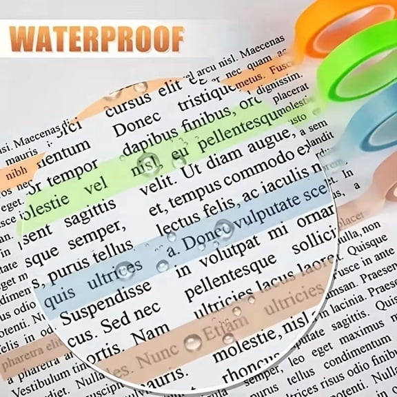 5 Rolls Fluorescent Index Tab Stickers, Semi-Transparent Removable Color Labels for Planners