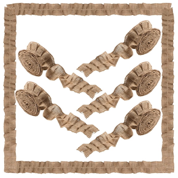 5 Rolls Ruffled Bulletin Board Border, Burlap Classroom Decor Trim for DIY Crafts, Farmhouse Style Decoration for School, Home and Party Projects
