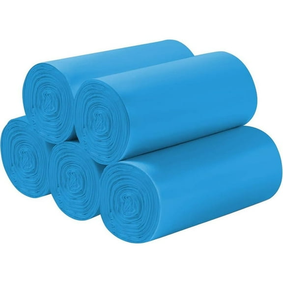 5 Rolls Small Trash Bags - 200 Counts Durable 4 Gallon Small Garbage Bags for home office kitchen Bathroom Bedroom Trash Can liners（Blue）