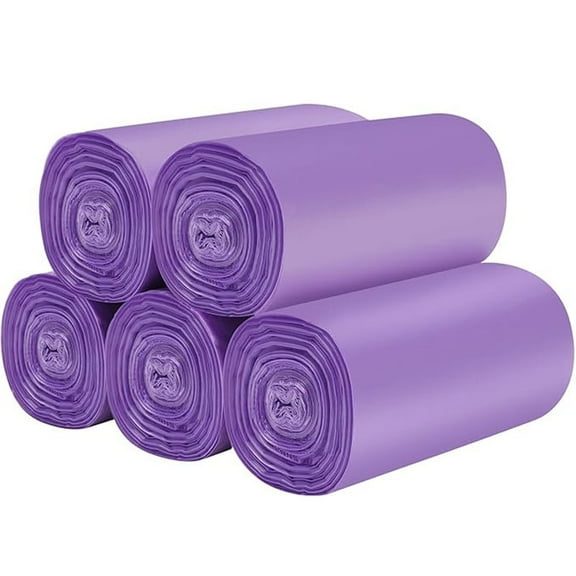 5 Rolls Small Trash Bags - 200 Counts Durable 4 Gallon Small Garbage Bags for home office kitchen Bathroom Bedroom Trash Can liners（Purple）