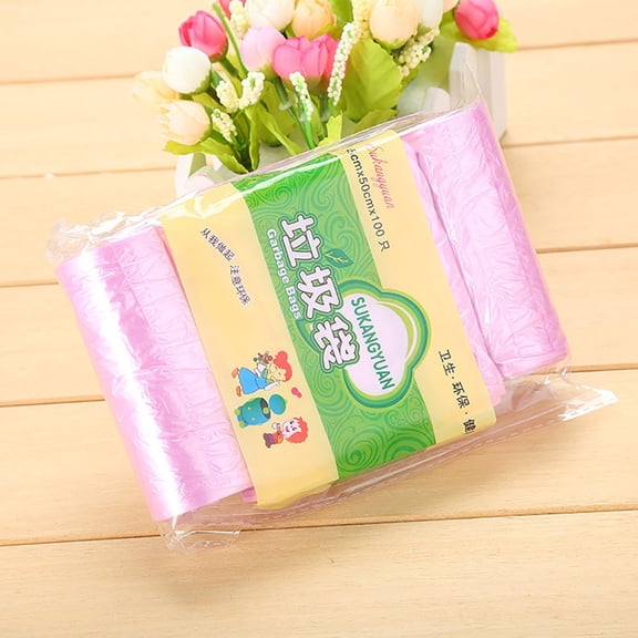 5 Rolls Small Trash Garbage Bags,4 Gallon Strong Thin Material Disposable Kitchen Garbage Bags,Durable Plastic Trash Bags for Office Home Bedroom Garden Waste Bin,100 Counts (Pink)