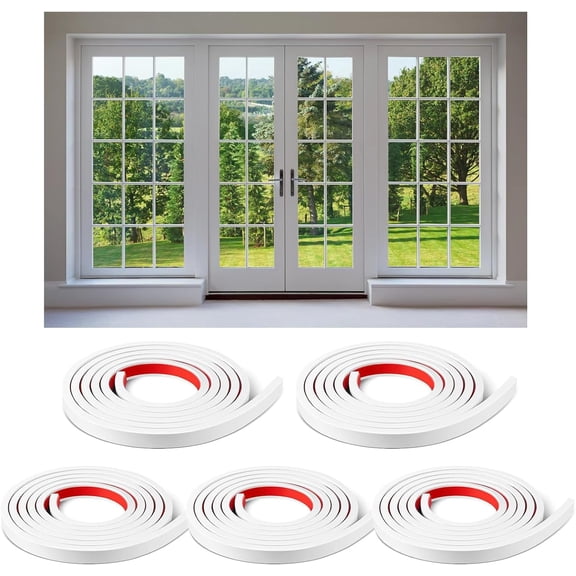 5 Rolls Total 32.8ft Window Grille Inserts Grid Kit Self Adhesive Peel and Stick Trim Simulated DIY Decorative PVC Strip Molding Trim Frames 0.2 inch Thick White
