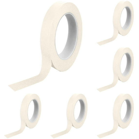 5 Rolls White Masking Tape, 0.3 inch Wide Total 65.6FT(20M) Long Painters Tape, Gap Repairing Tape Rolls, Great for DIY Crafts, Labeling, DIY Decorative, Art Supplies, Art Tape(White,787.4x0.3")
