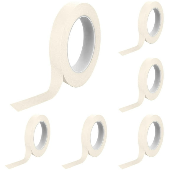 5 Rolls White Masking Tape, 0.3 inch Wide Total 65.6FT(20M) Long Painters Tape, Gap Repairing Tape Rolls, Great for DIY Crafts, Labeling, DIY Decorative, Art Supplies, Art Tape(White,787.4x0.3")