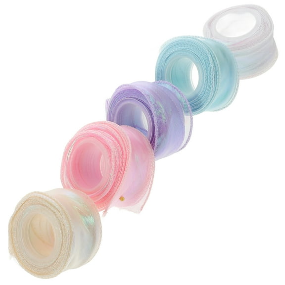 5 Rolls Yarn Ribbon Lace Trim Wire Ribbon for Bows Making Lace Ribbon Shimmer Band Ribbon Ribbons