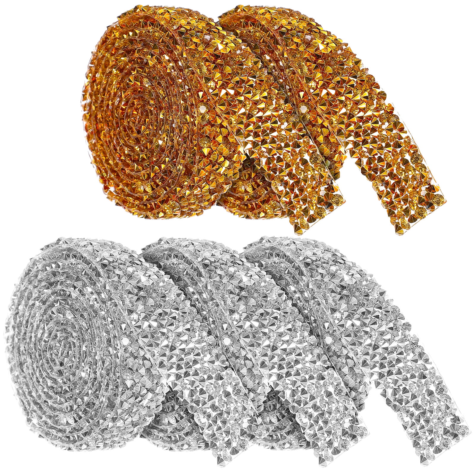 Self Ribbons 5 Rolls of Rhinestone Ribbons Self-Adhesive Sparkling Rhinestone ...