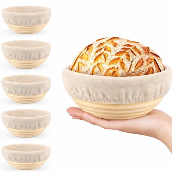 5" Round Basket Set-6 PCS Mini Banneton Bread Proofing Baking Supplies