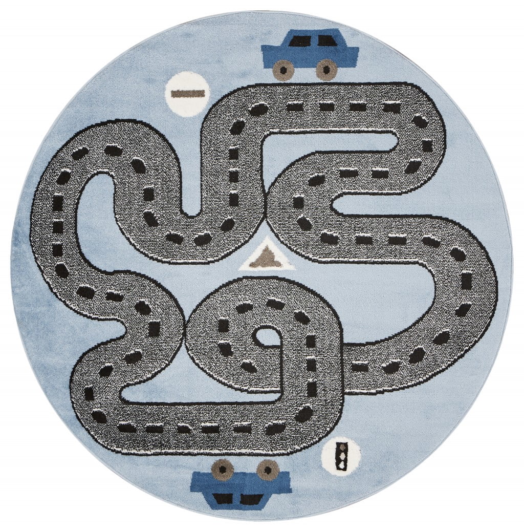 Round Racetrack Rug 5’ Round Blue Imaginative Racetrack Area Rug - Walmart.com