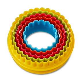 5 Count, Multicolor, Round Double-Sided, Plastic Cookie Cutter Set, by Way To Celebrate