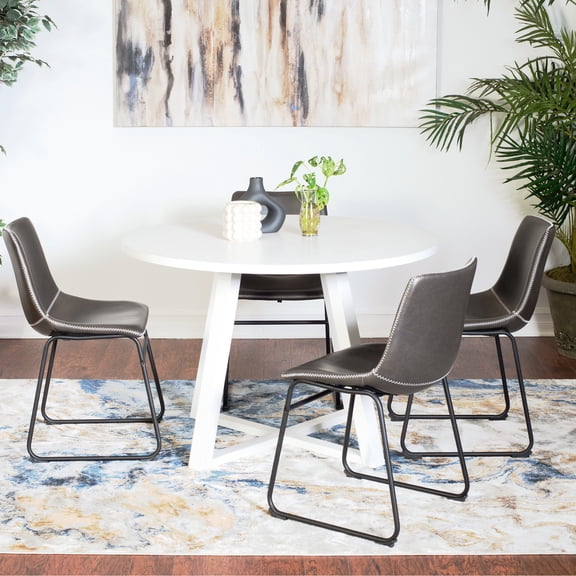5 Round Dining Arrangement - Trestle Table & 4 Fashionable Chairs Ravishing Stylish Chair Options