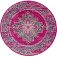 thumbnail image 1 of 5â€™ Round Fuchsia and Blue Distressed Area Rug, 1 of 6