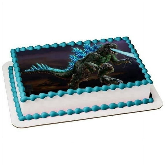5" Round Pre-Cut Blue Godzilla Breathing Ice Lightening Photo Edible Image Cake Topper (2 Rounds Per 1 Sheet)
