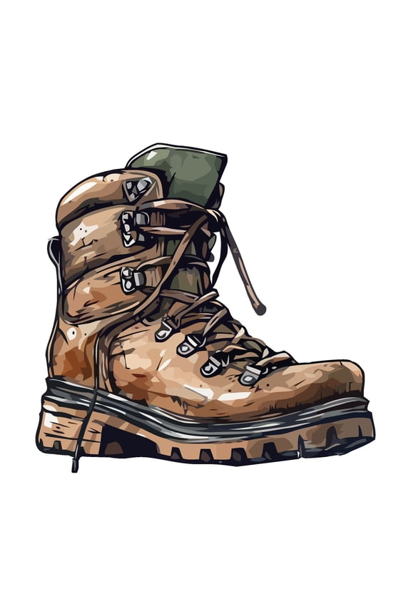 5" Round Pre-Cut Cartoon Rugged Brown Work Boot Perfect For Soldier Themed Birthday Photo Edible Image Cake,Cupcake Or Cookie Toppers (2 Per Sheet)