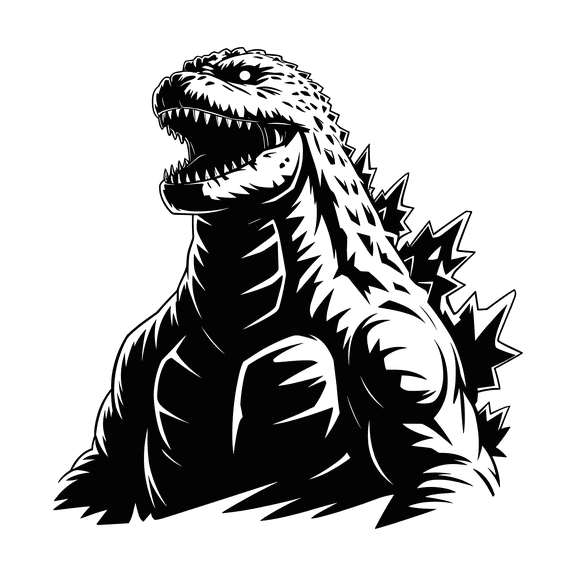 5" Round Pre-Cut Godzilla Silhouette Photo Edible Image Cake Topper (2 Per Sheet)