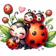 thumbnail image 1 of 5" Round Pre-Cut Ladybug With Her Babies Themed Birthday Edible Image Cake,Cupcake Or Cookie Toppers (2 Per Sheet), 1 of 4