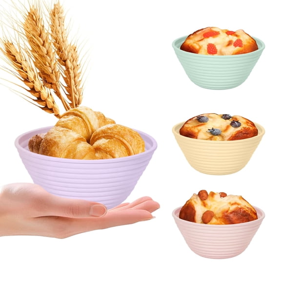 5" Round Silicone Mini Banneton Bread Proofing Baskets Set of 4