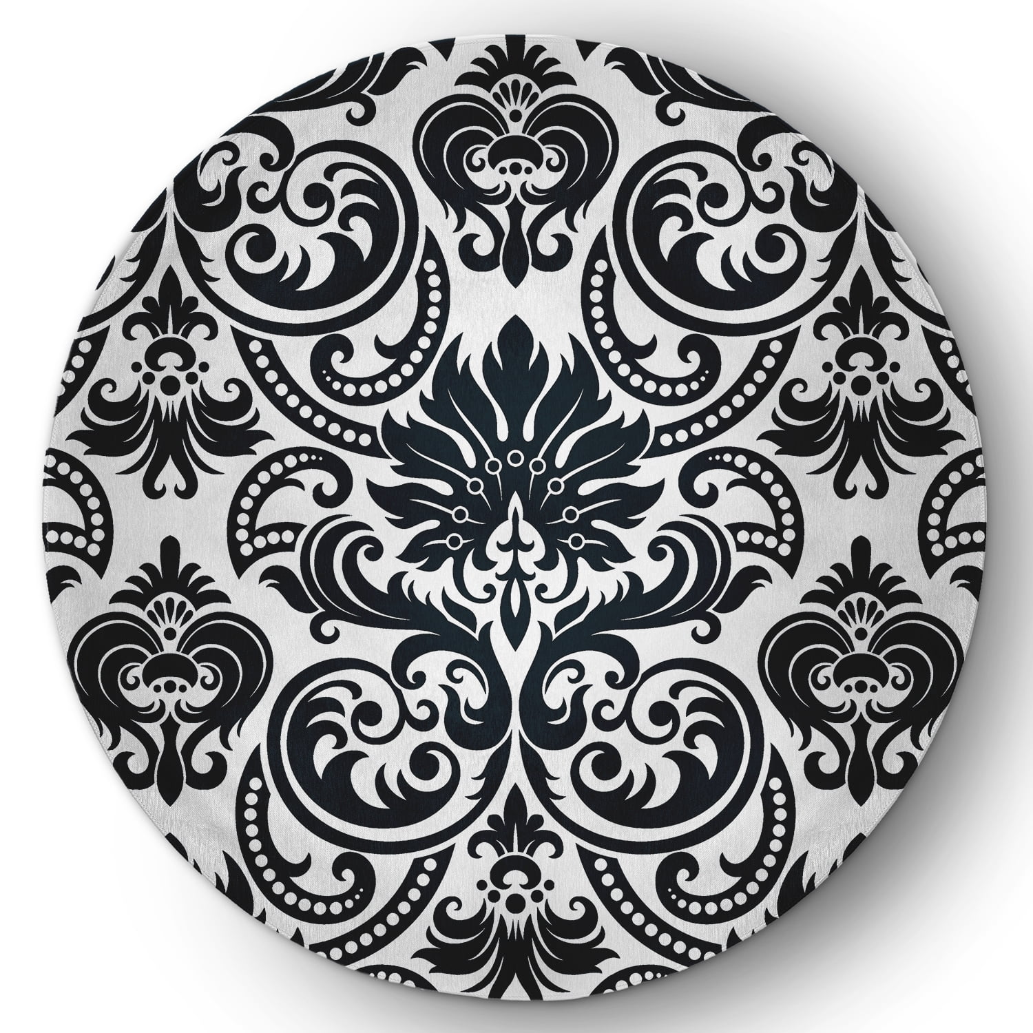 5' Round Simply Daisy Alexys French Country Chenille Area Rug, Black