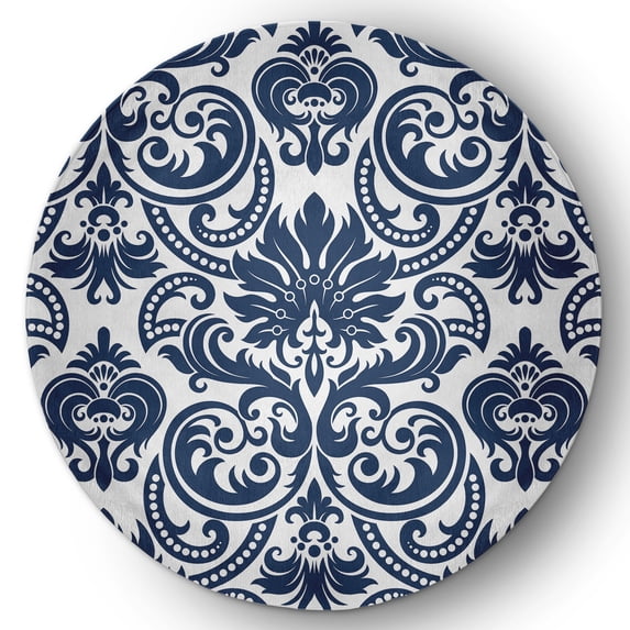 5' Round Simply Daisy Alexys French Country Chenille Area Rug, Blue