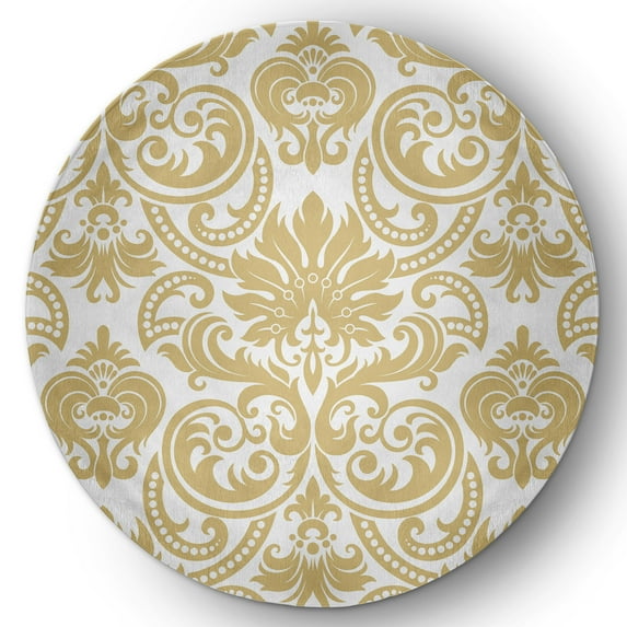 5' Round Simply Daisy Alexys French Country Chenille Area Rug, Gold