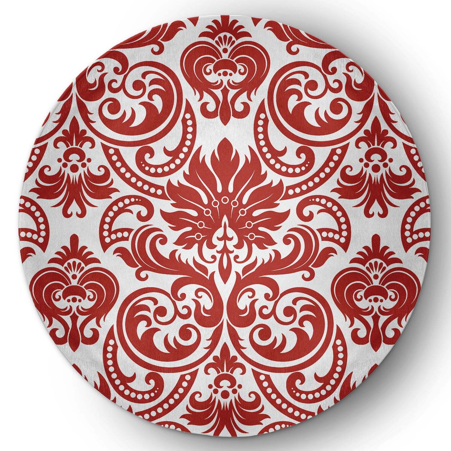 5' Round Simply Daisy Alexys French Country Chenille Area Rug, Orange-Red