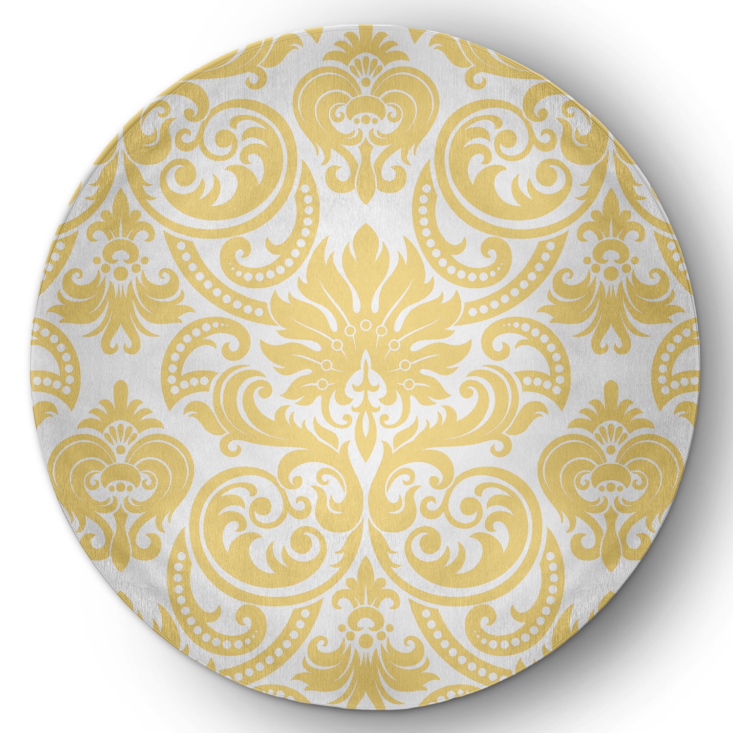 5' Round Simply Daisy Alexys French Country Chenille Area Rug, Yellow