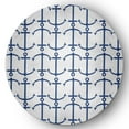 thumbnail image 1 of 5' Round Simply Daisy Anchor Pattern Beach Style Chenille Area Rug, Nautical Navy, 1 of 4