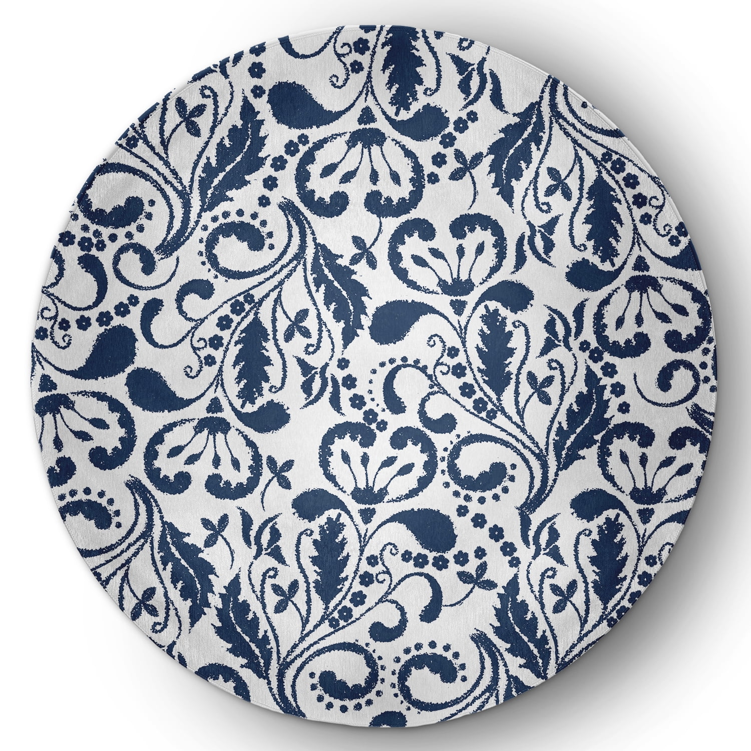 5' Round Simply Daisy Aurora French Country Chenille Area Rug, Blue