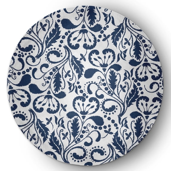 5' Round Simply Daisy Aurora French Country Chenille Area Rug, Blue