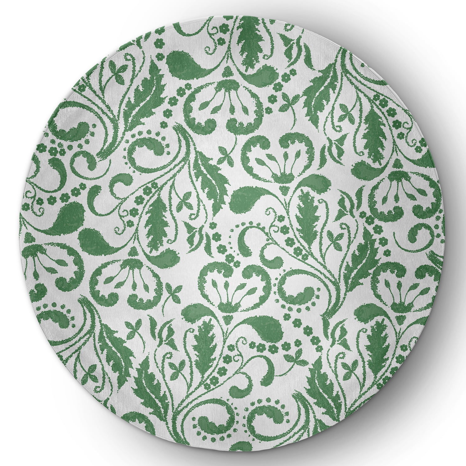5' Round Simply Daisy Aurora French Country Chenille Area Rug, Green