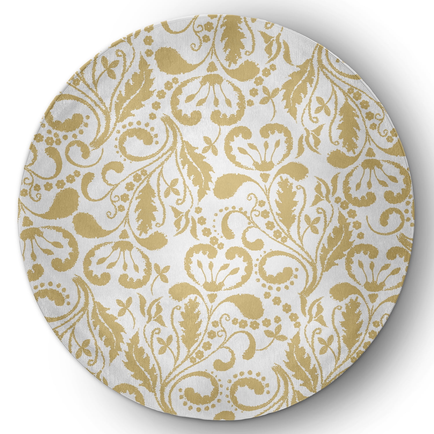 5' Round Simply Daisy Aurora French Country Chenille Area Rug, Yellow