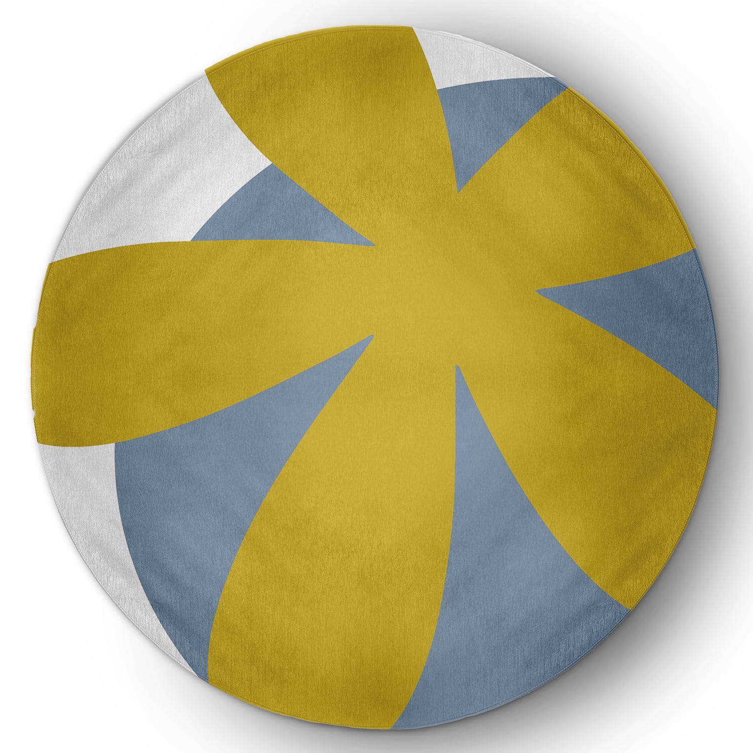 5' Round Simply Daisy Bold Flower Modern & Contemporary Chenille Area Rug, Mustard Yellow
