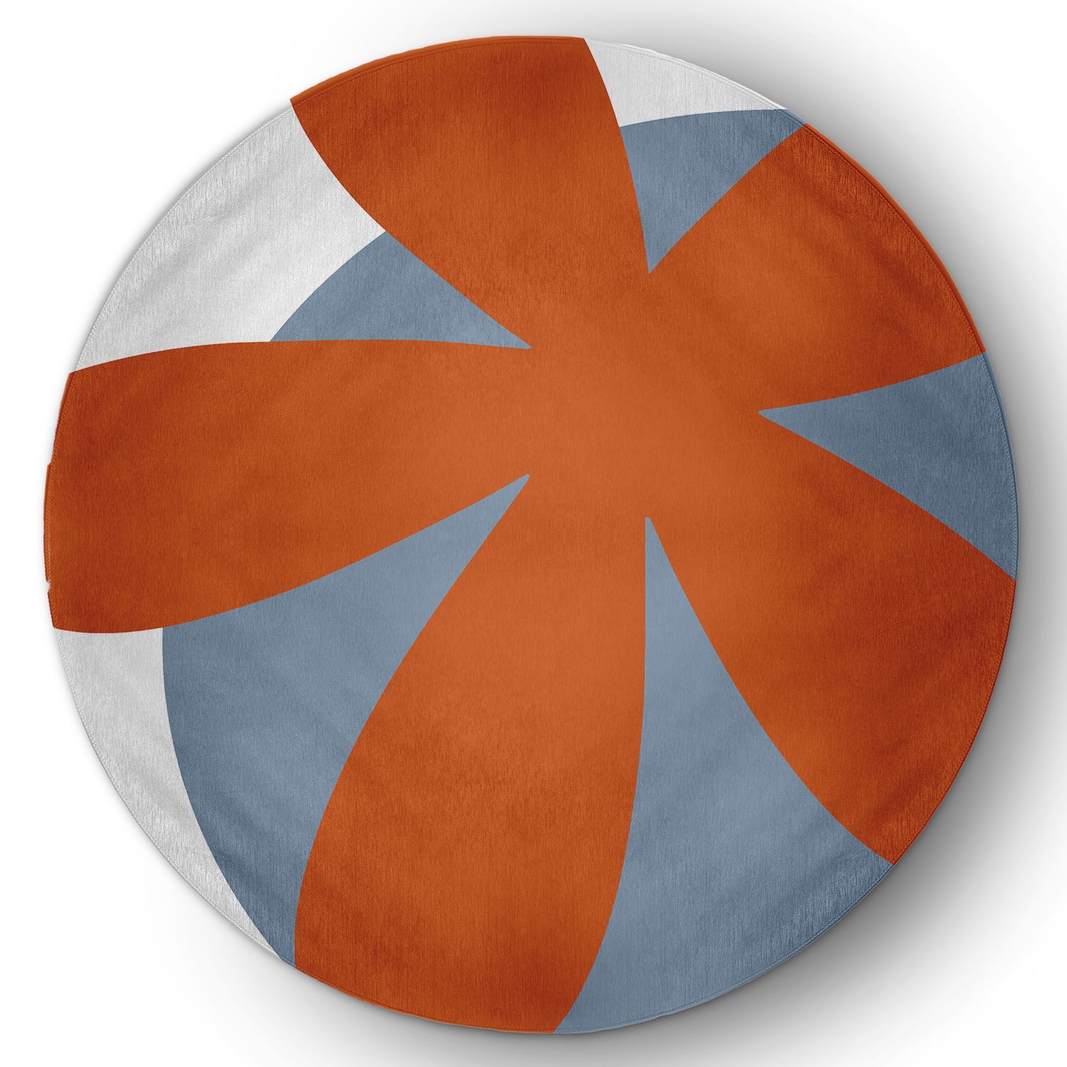 5' Round Simply Daisy Bold Flower Modern & Contemporary Chenille Area Rug, Perfect Orange