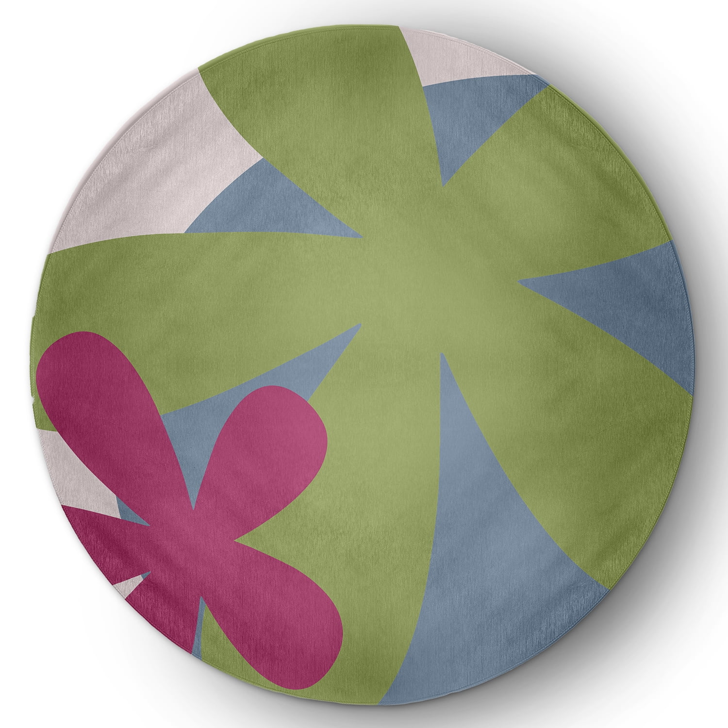 5' Round Simply Daisy Bold Flowers Modern & Contemporary Chenille Area Rug, Apple Green