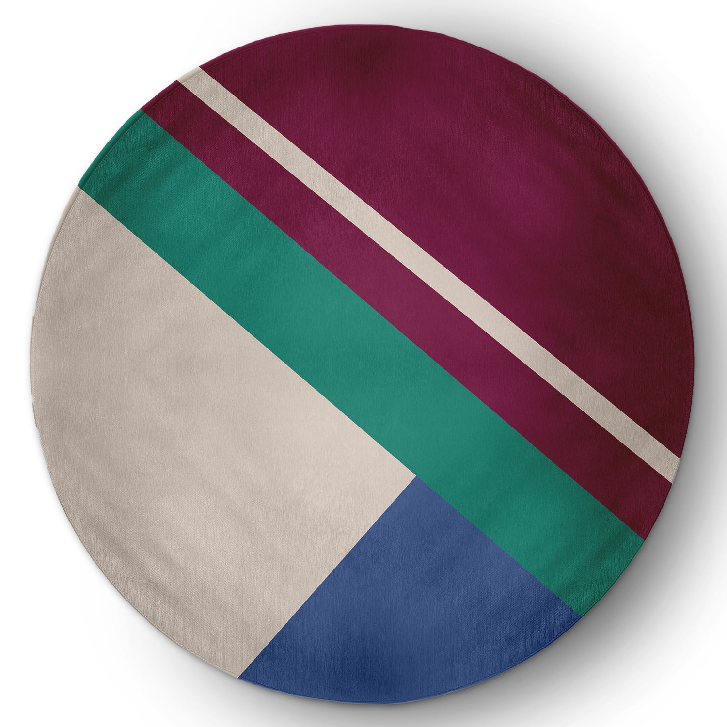 5' Round Simply Daisy Bold Shapes Modern & Contemporary Chenille Area Rug, Maroon Red