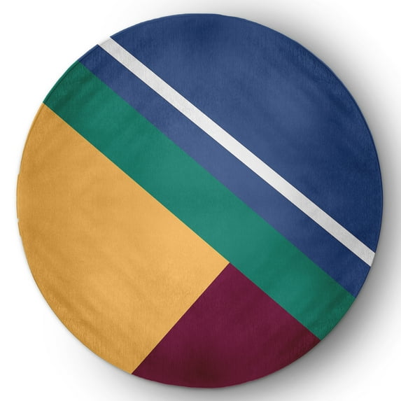 5' Round Simply Daisy Bold Shapes Modern & Contemporary Chenille Area Rug, Nautical Navy