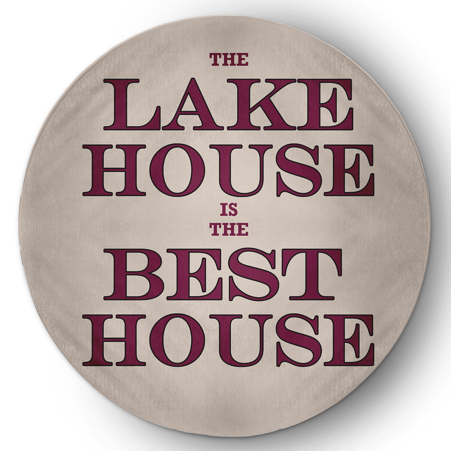 5' Round Simply Daisy Lake House Best House Beach Style Chenille Area Rug, Maroon Red