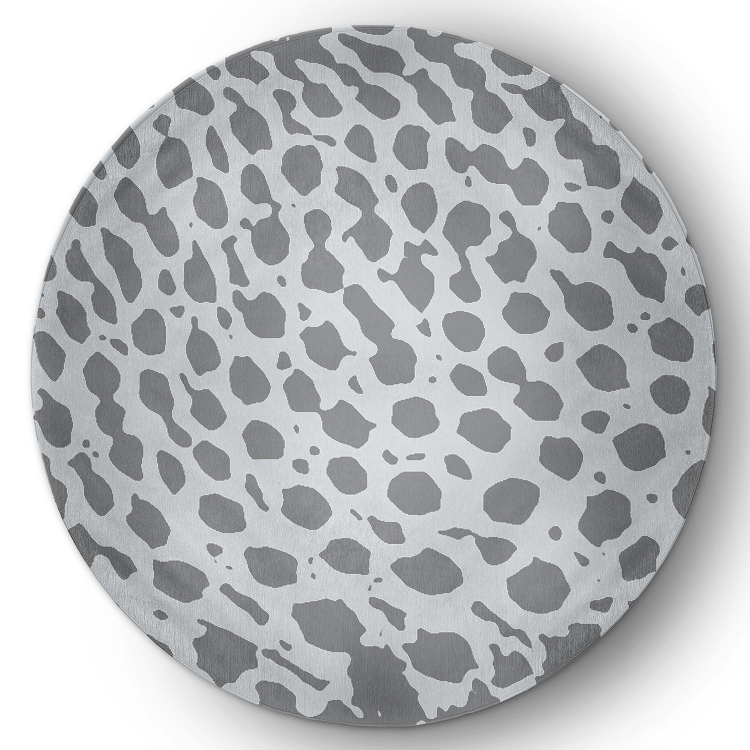 5' Round Simply Daisy Leopard Pattern Modern & Contemporary Chenille Area Rug, Dark Grey
