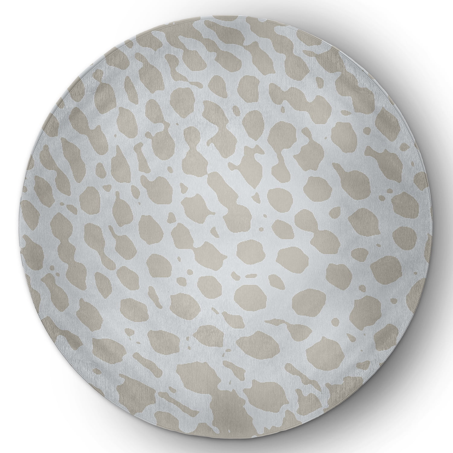 5' Round Simply Daisy Leopard Pattern Modern & Contemporary Chenille Area Rug, Tan