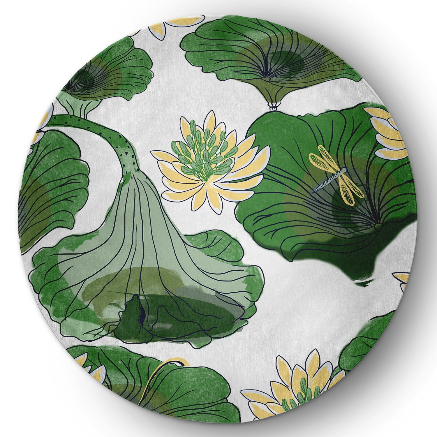 5' Round Simply Daisy Lotokoi Oriental Chenille Area Rug, Green