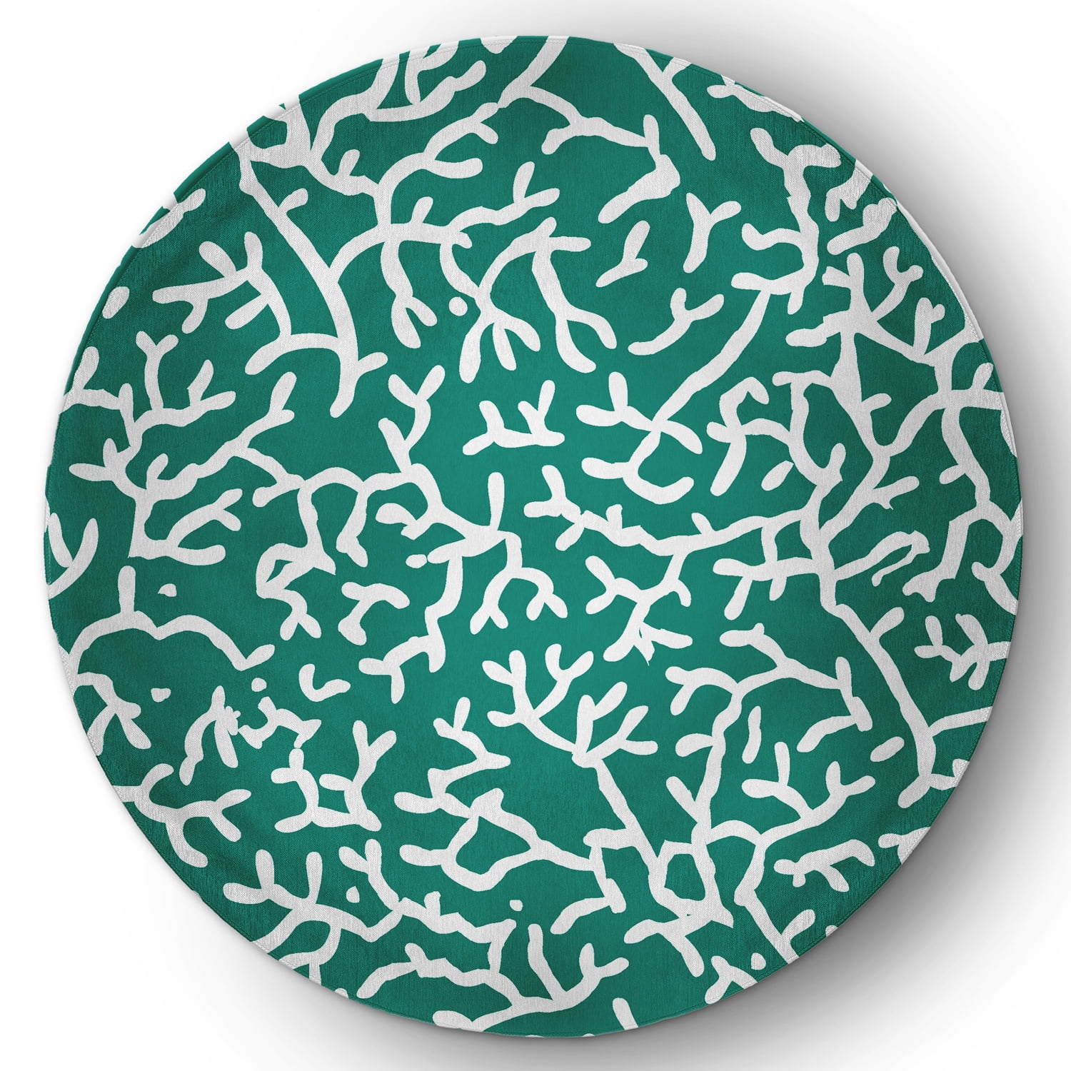5' Round Simply Daisy Seaweed Beach Style Chenille Area Rug, Kelly Green