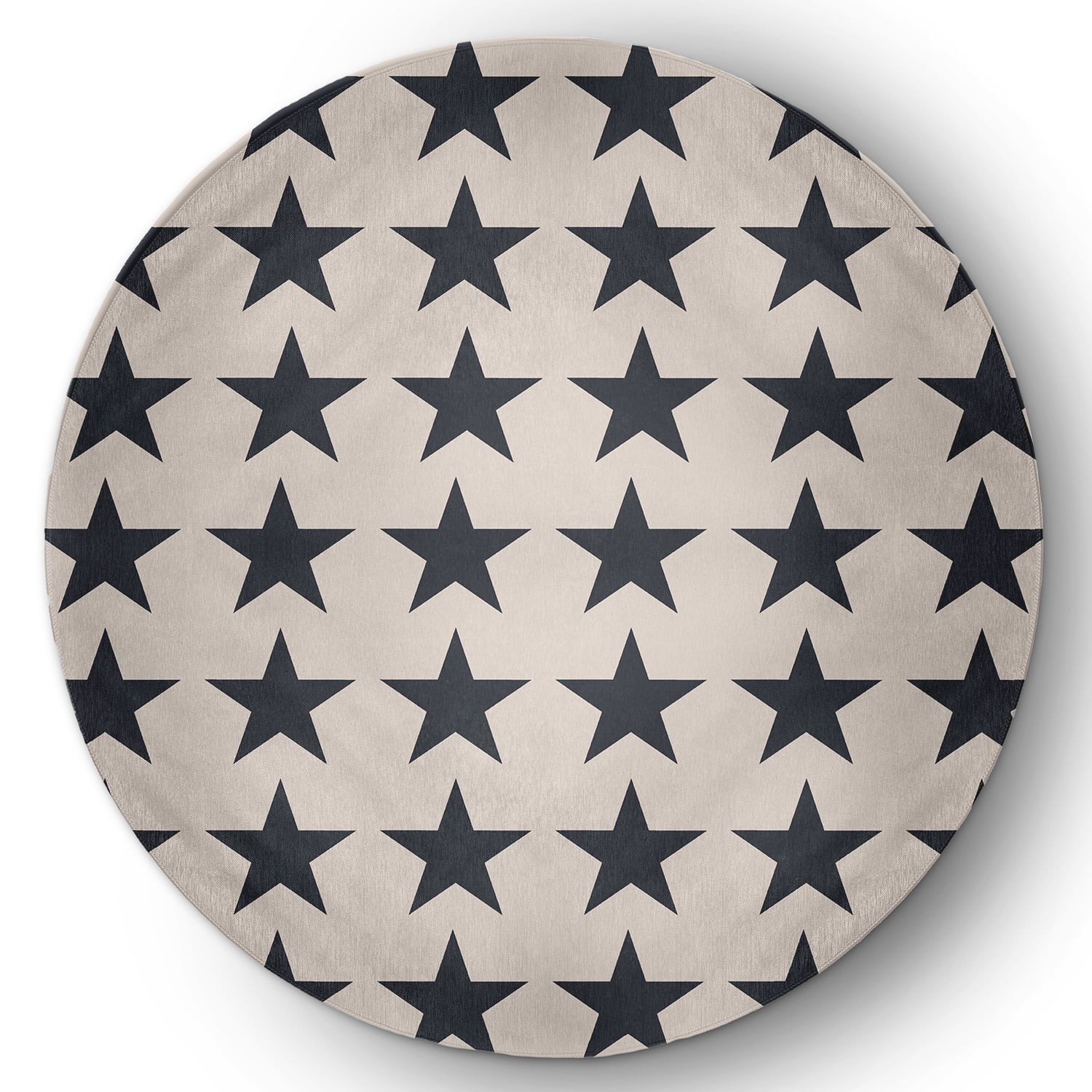 5' Round Simply Daisy Stars Americana Chenille Area Rug, Blue
