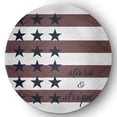thumbnail image 1 of 5' Round Simply Daisy Stars and Stripes with Words Americana Chenille Area Rug, Blue-Red, 1 of 4