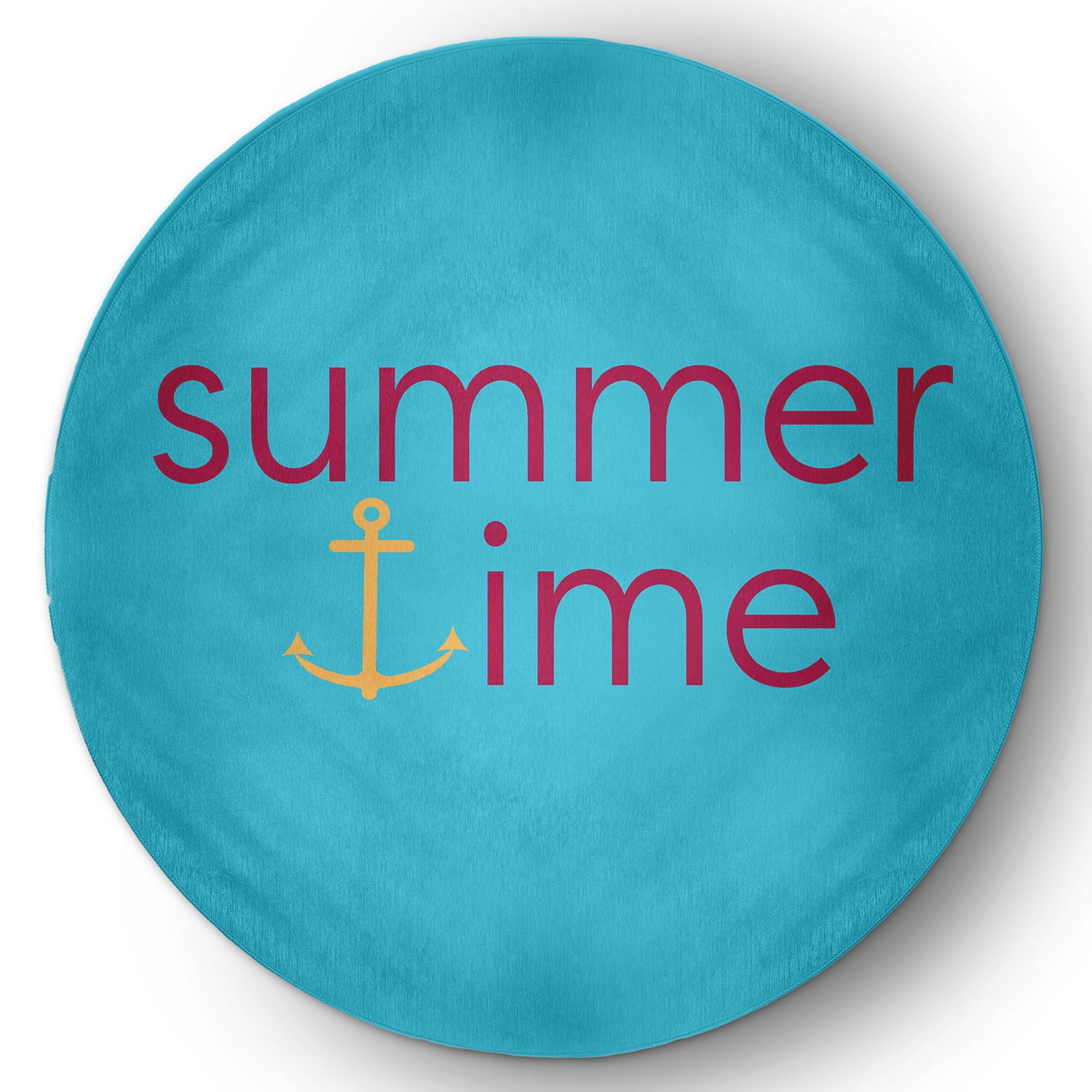 5' Round Simply Daisy Summer Time Anchored Beach Style Chenille Area Rug, Lipstick Pink