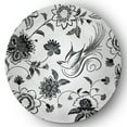 thumbnail image 1 of 5' Round Simply Daisy Traditional Bird Floral French Country Chenille Area Rug, Black, 1 of 4